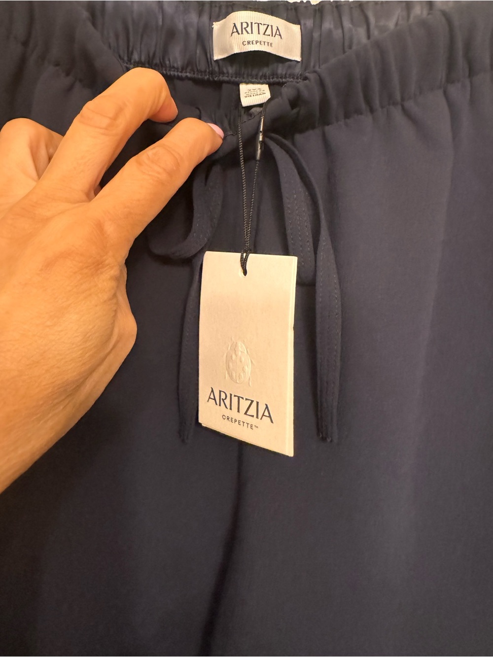 Aritzia The Lodge Pant™ - Crepette™ dark night Navy Wide-Leg Drawstring Trousers - Picture 2 of 5